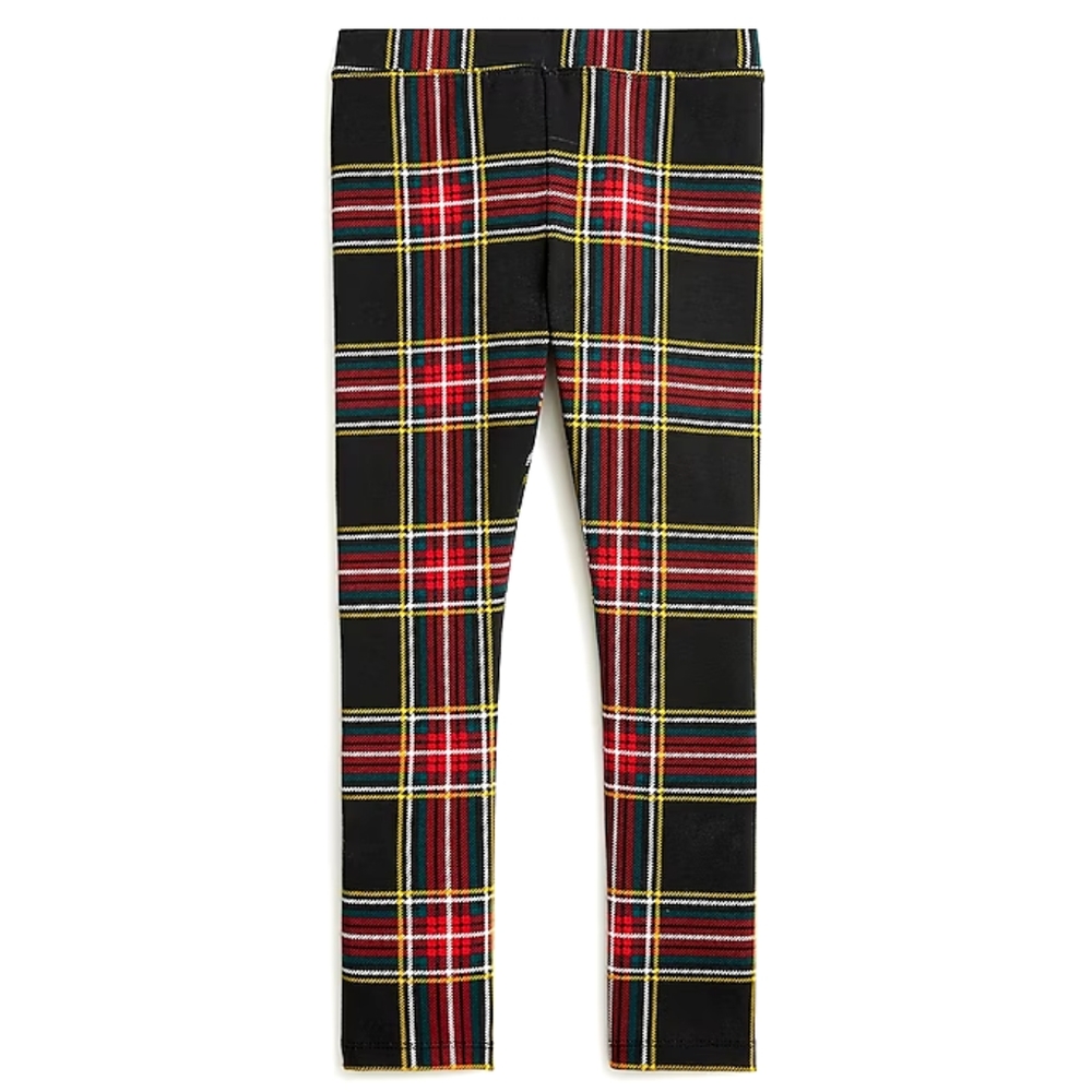Crewcuts girls plaid leggings, small/ 6-7, black/ red